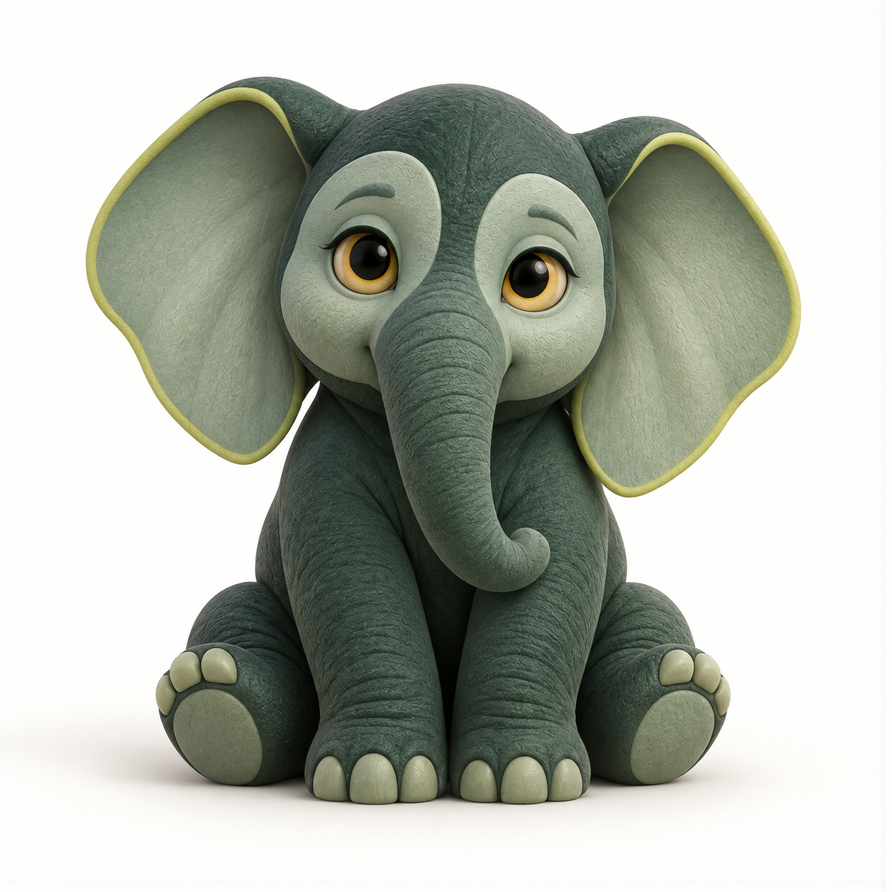 Elin, Maurice’s forest-green elephant companion for therapy practice