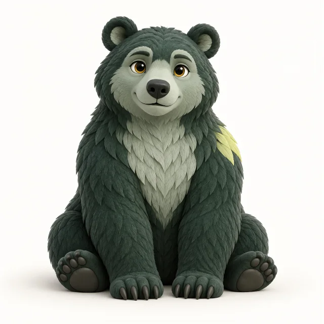 Koda, Maurice’s forest-green bear companion for the planned police and law enforcement domain