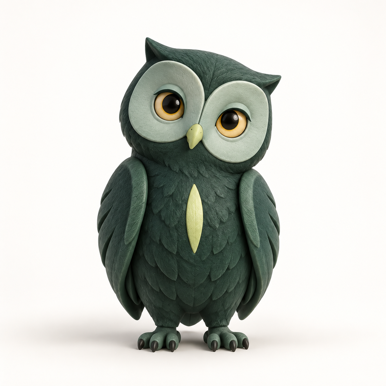 Nabu, Maurice’s forest-green owl companion for teaching